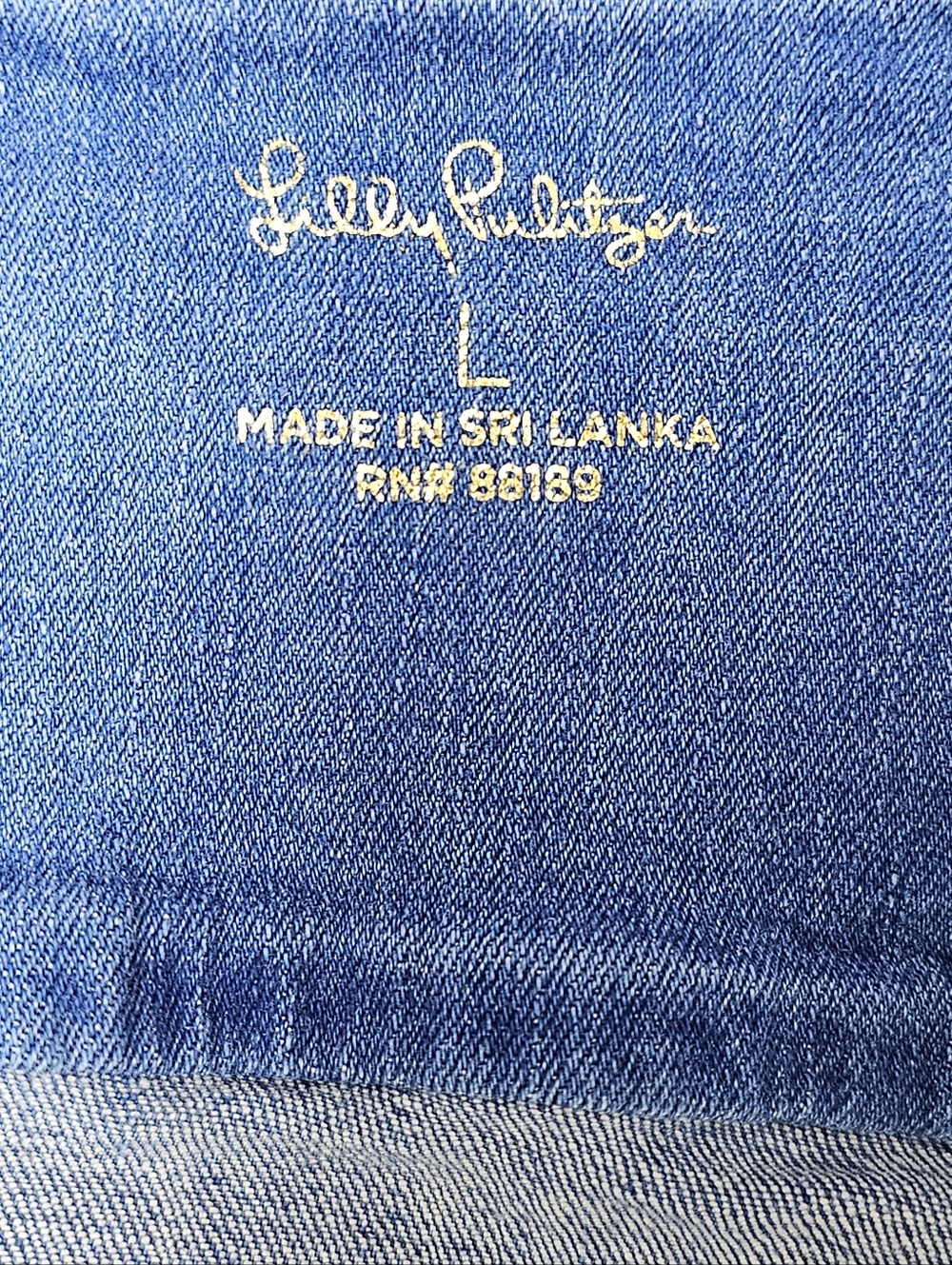 Lilly Pulitzer Jean Jacket Puff Sleeves Light Blue Stretch Women’s Size Large - Picture 5 of 11